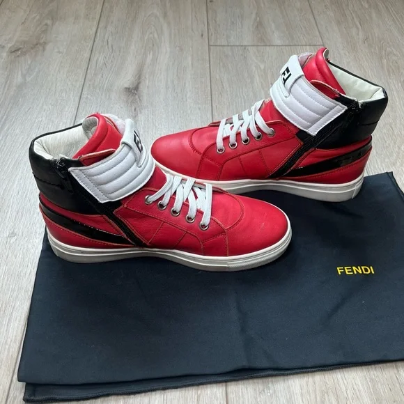 Fendi High-Top Calfskin Sneakers